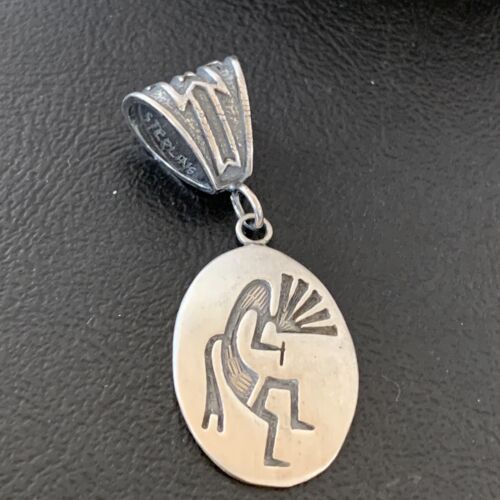 Hopi Kokopelli Stamped Pendant | Sterling Silver | Authentic Native American Handmade | 02031