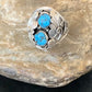 Navajo Blue Kingman Turquoise Feather Ring | Authentic Native American Sterling Silver | Multi-Stone | Sz 11.5 | 12220