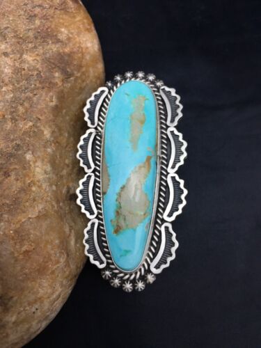 Navajo Blue Royston Turquoise Ring | Sterling Silver | Sz 9 | Authentic Native American Handmade | 3105