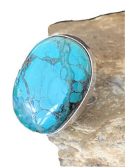 Men's Navajo Blue Spiderweb Turquoise Ring | Sterling Silver | Sz 10.5 | Authentic Native American Handmade | 1832