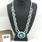 Zuni Sun Face Turquoise Inlay Sterling Silver Squash Blossom Necklace Set | Native American Handmade | 1308