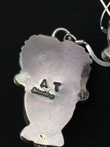 Navajo White Buffalo Turquoise Dangle Earrings | Sterling Silver | 1.25" | Authentic Native American Handmade | 1325
