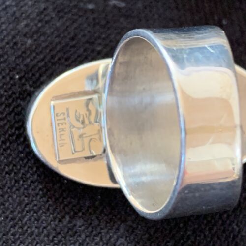 Southwestern Navajo Cinnabrite Ring | White Black | Sterling Silver | Sz 7.5 | 01560