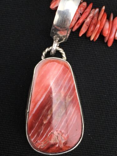 Navajo Spiny Oyster Pendant with Turquoise Pearls | Sterling Silver Necklace | Authentic Native American Handmade | 4890