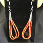 Handmade Liquid Silver Heishi Dangle Earrings | Apple Sponge Coral Tube | Sterling Silver | 2" | 1095