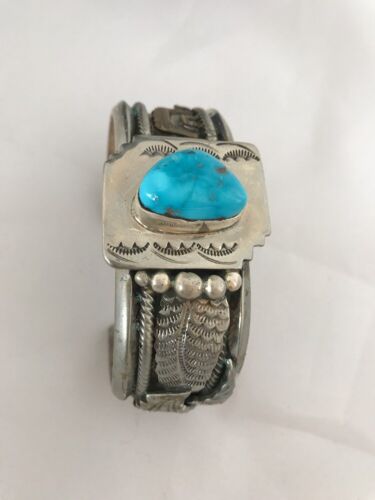 Navajo Turquoise 12K Gold Filled Bracelet | Sterling Silver | Authentic Native American Handmade | 8290 - Masha USA