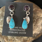 Navajo Purple Sugilite and Blue Turquoise Dangle Leaf Earrings | Sterling Silver | Native American Handmade | 13454