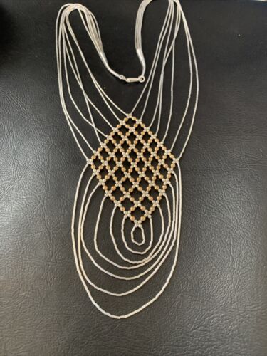 Gold-Filled Liquid Silver Heishi Necklace | 7-Strand Sterling Silver Tube | 18" | 12633