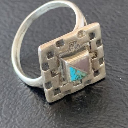 Native American Women's Navajo Blue Turquoise Sugilite Inlay Ring | Sz 7 | 11286