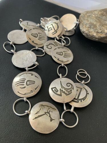 Native American Men's Old Pawn Hopi Concho Belt | Sterling Silver | Authentic Handmade | 1426 - Masha USA