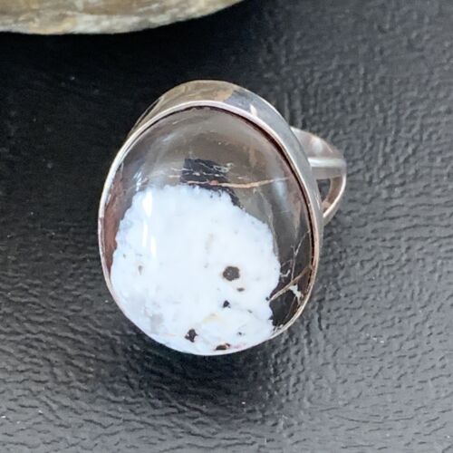 Native American Men's Navajo White Buffalo Turquoise Ring | Sterling Silver | Sz 8 | 1824