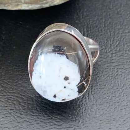 Native American Men's Navajo White Buffalo Turquoise Ring | Sterling Silver | Sz 8 | 1824