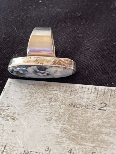 Southwestern Navajo White Black Cinnabrite Ring | Sterling Silver | Sz 7 | 1566