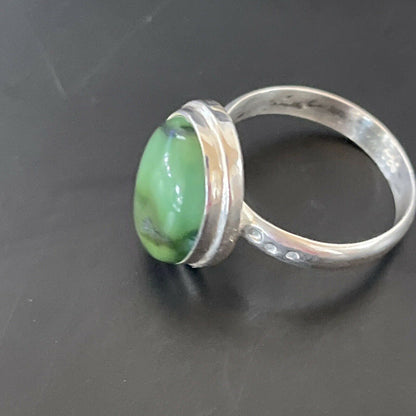 Navajo Natural Green Turquoise Ring | Sterling Silver | Sz 9 | Authentic Native American Handmade | 11437 - Masha USA