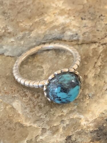 Navajo Blue Kingman Turquoise Pinky Ring | Sterling Silver | Sz 4.5 | Authentic Native American Handmade | 12461