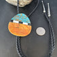 Men's Bolo Tie | Turquoise & Orange Spiny Oyster | Sterling Silver Tips | Authentic Native American Handmade | 14630