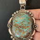 Men's Navajo Pearls Necklace Pendant | Sterling Silver | Blue Turquoise #8 | Authentic Native American Handmade | 526