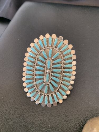 Navajo Zuni Turquoise Multi-Stone Needle Point Ring | Authentic Native American Sterling Silver | Sz 8.5 | 11562