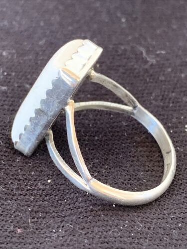 Navajo White Buffalo Turquoise Ring | Sterling Silver | Sz 10.5 | Authentic Native American Handmade | 1083
