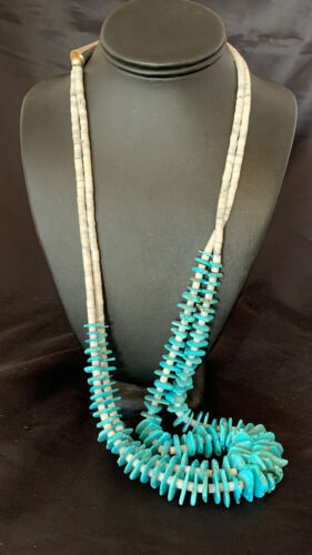 Native American Santo Domingo Howlite Chip Turquoise Necklace | 32" | 11998 - Masha USA