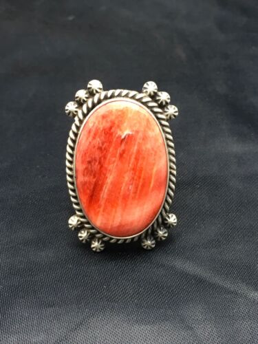 Navajo Spiny Oyster Ring | Sterling Silver | Sz 10.75 | Authentic Native American Handmade | 3050
