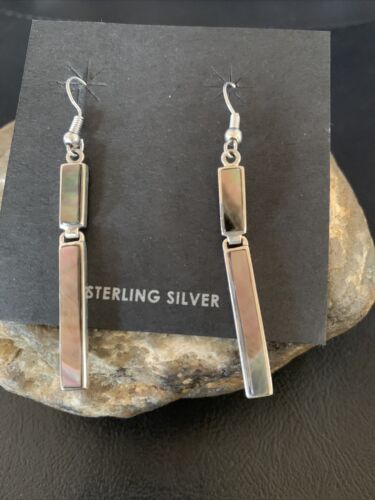 Navajo Pava Shell Inlay Earrings | Sterling Silver | Authentic Native American Handmade | 13074