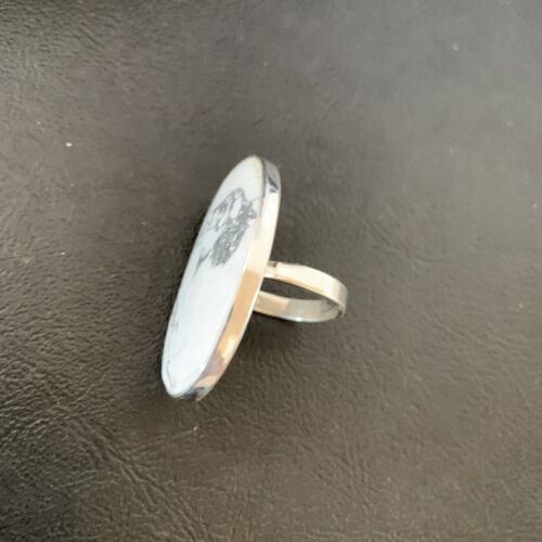 Adjustable Women's Navajo White Howlite Ring | Sterling Silver | Sz 8 | 11724