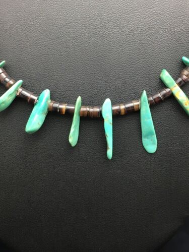 Navajo Green Turquoise & Bone Bead Necklace | Sterling Silver | 20" | Authentic Native American Handmade | 3282