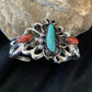 Men's Navajo Kingman Turquoise & Spiny Oyster Bracelet | Sterling Silver | Authentic Native American Handmade | 01031
