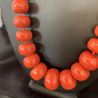 Navajo Graduated Bamboo Coral Strand Necklace | Sterling Silver | Authentic Native American | 22" | 13523