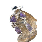 Navajo Purple Charoite Dangle Earrings | Sterling Silver | Authentic Native American Handmade | 1224