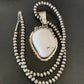 Men's Navajo White Buffalo Turquoise Pendant Necklace | Sterling Silver | Authentic Native American Handmade | 11846