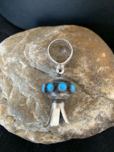 Navajo Turquoise Naja Pendant | Sterling Silver | Native American Handmade | 1" | 1047