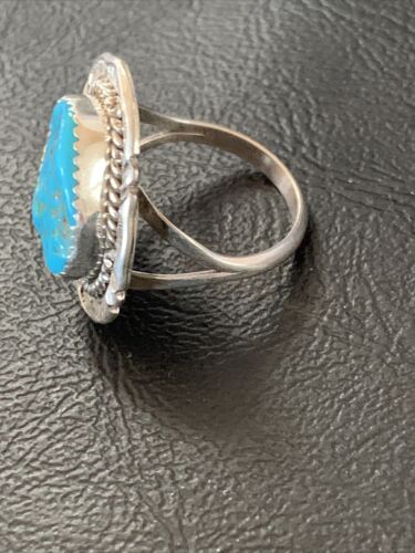 Navajo Blue Kingman Turquoise Ring | Sterling Silver | Sz 9 | Authentic Native American Handmade | 12214