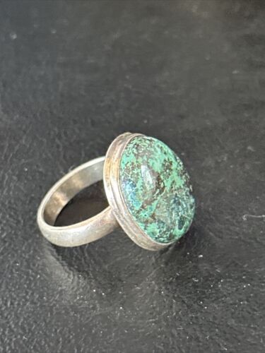 Native American Old Pawn Blue Turquoise Ring | Sterling Silver | Sz 8.5 | 14268