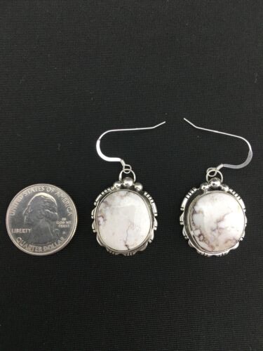 Navajo Wild Horse Turquoise Earrings | Sterling Silver | 1" | Authentic Native American Handmade | 1321