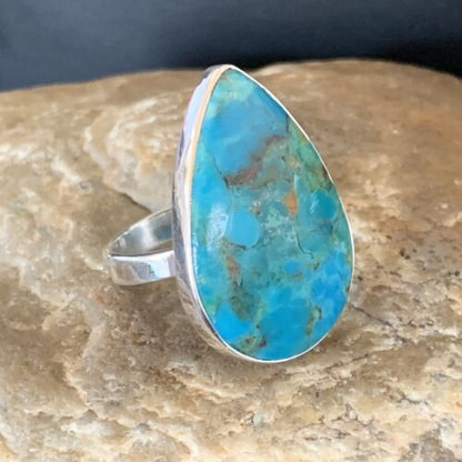 Navajo Blue Kingman Turquoise Ring | Sterling Silver | Sz 8 | Authentic Native American Handmade | 12791