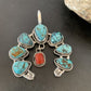 Navajo Coral Spiderweb Turquoise Pendant | Authentic Native American Sterling Silver | Naja | 02226