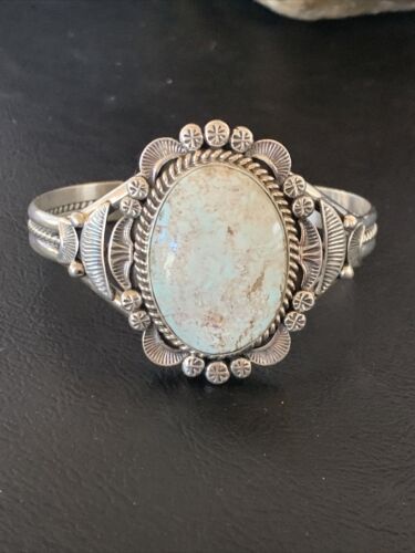 Navajo Dry Creek Turquoise Cuff Bracelet | Sterling Silver | Authentic Native American Handmade | 2118