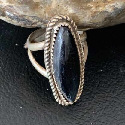 Navajo Black Onyx Ring | Sterling Silver | Sz 6 | Authentic Native American Handmade | 11954