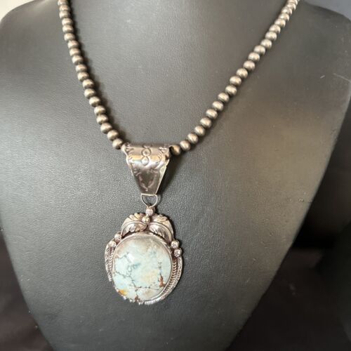 Navajo Blue Golden Hills Pendant Necklace | Sterling Silver | Authentic Native American Handmade | 14601