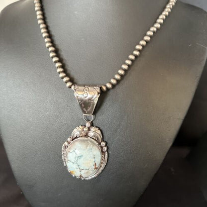 Navajo Blue Golden Hills Pendant Necklace | Sterling Silver | Authentic Native American Handmade | 14601