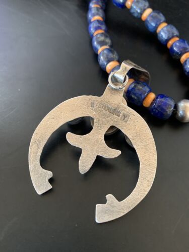 Navajo Native American Blue Lapis Spiny Oyster Naja Pendant | Sterling Silver | 11492 - Masha USA