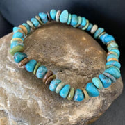 Men's Women's Stretch Bracelet | Blue Green Turquoise Stone | 7" | 11829