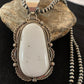 Sterling Silver Navajo White Buffalo Turquoise Pendant | Men's Necklace  | 00340 | Native American Handmade