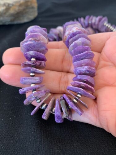 Navajo Rare Charoite Strand Necklace | Sterling Silver | Authentic Native American Handmade | 24" | 2841