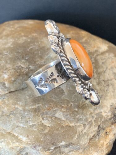 Southwestern Women's Sterling Silver Orange Spiny Oyster Ring | Sz 6 | 00457