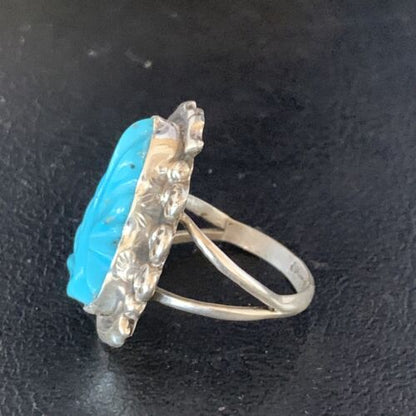 Navajo Blue Kingman Turquoise Ring | Sterling Silver | Sz 10 | Authentic Native American Handmade | 13530