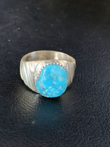 Southwestern Navajo Blue Kingman Turquoise Ring | Sterling Silver | Sz 10 | 14153