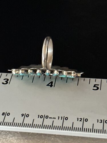 Navajo Blue Turquoise Cluster Ring | Authentic Native American Sterling Silver | Multi-Stone | Sz 8.5 | 14273 - Masha USA